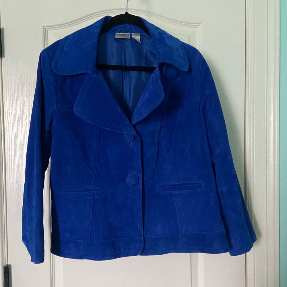 Chico’s Bright Blue Leather Blazer